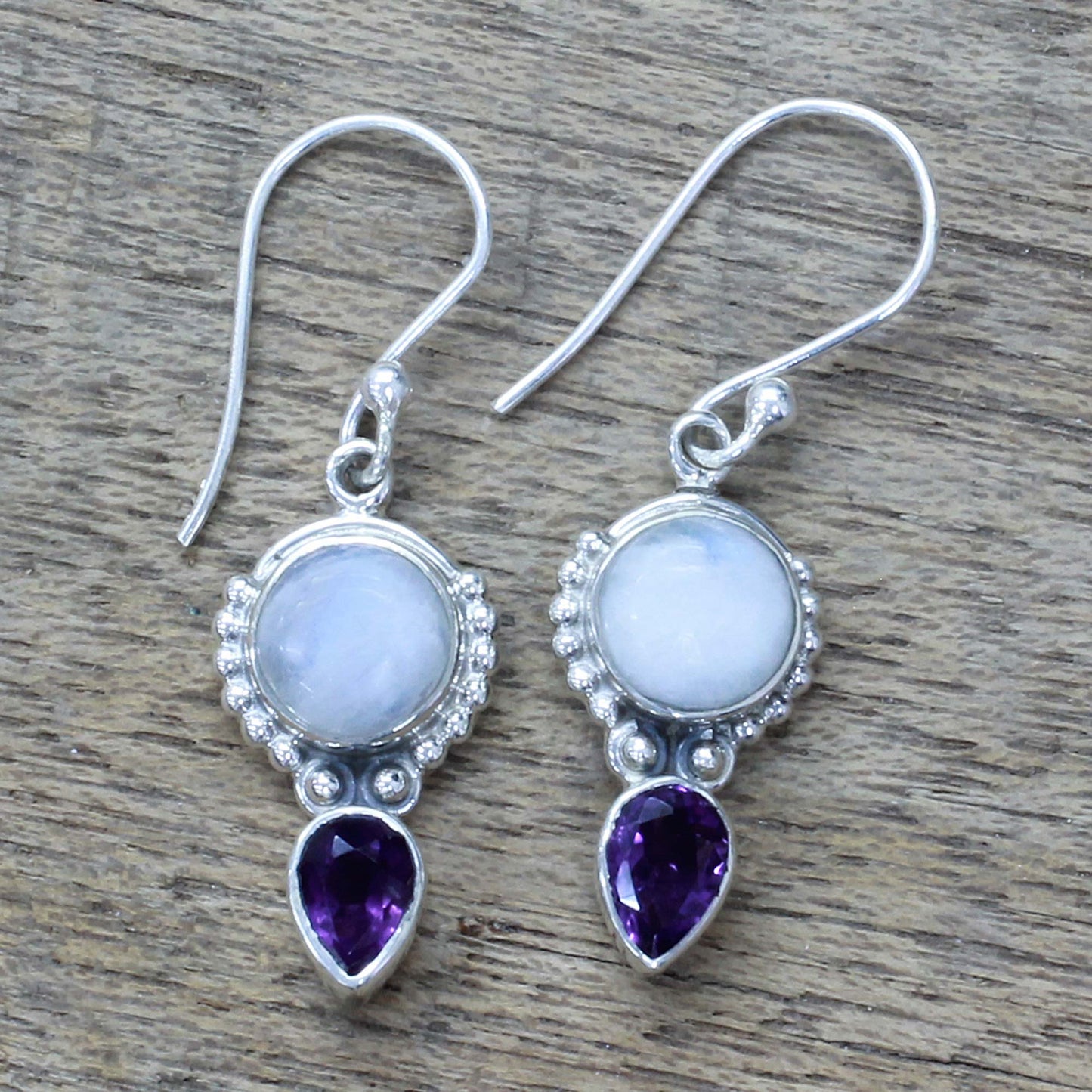 Indian Rain Multi-Gem Silver Dangle Earrings