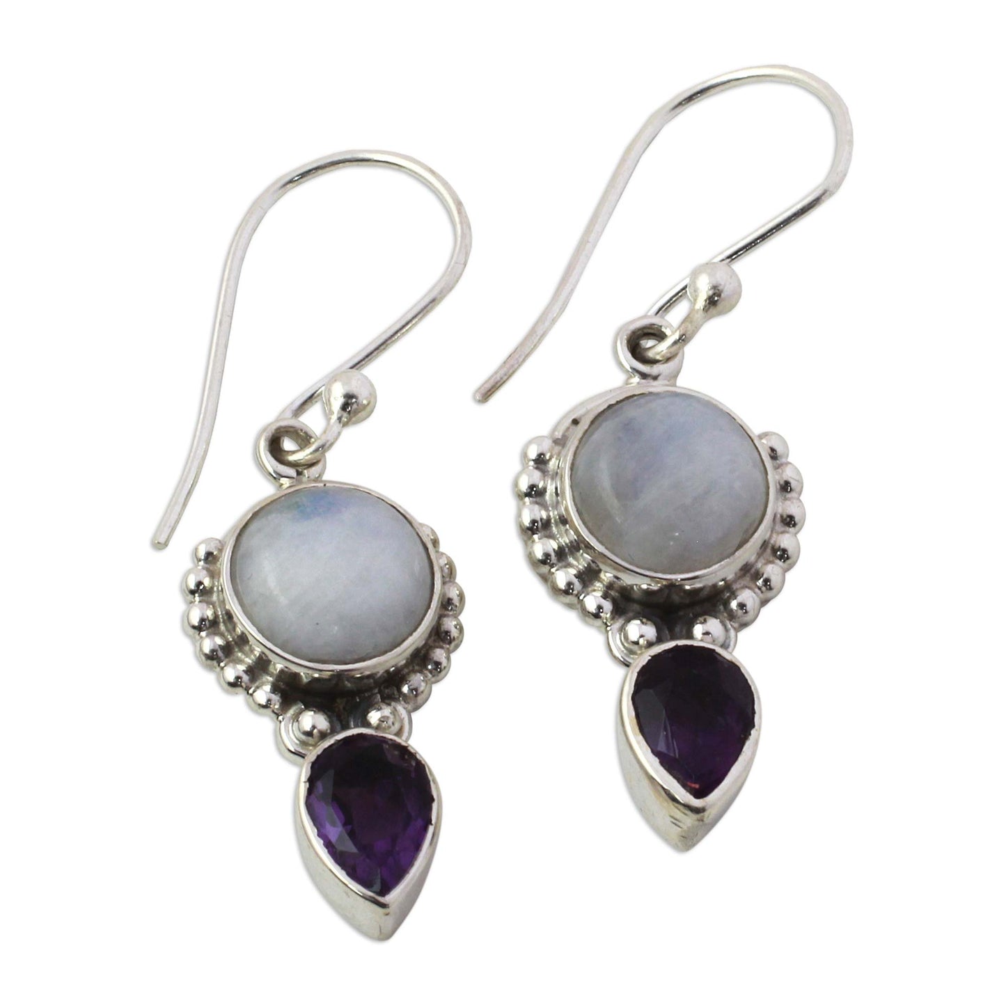 Indian Rain Multi-Gem Silver Dangle Earrings