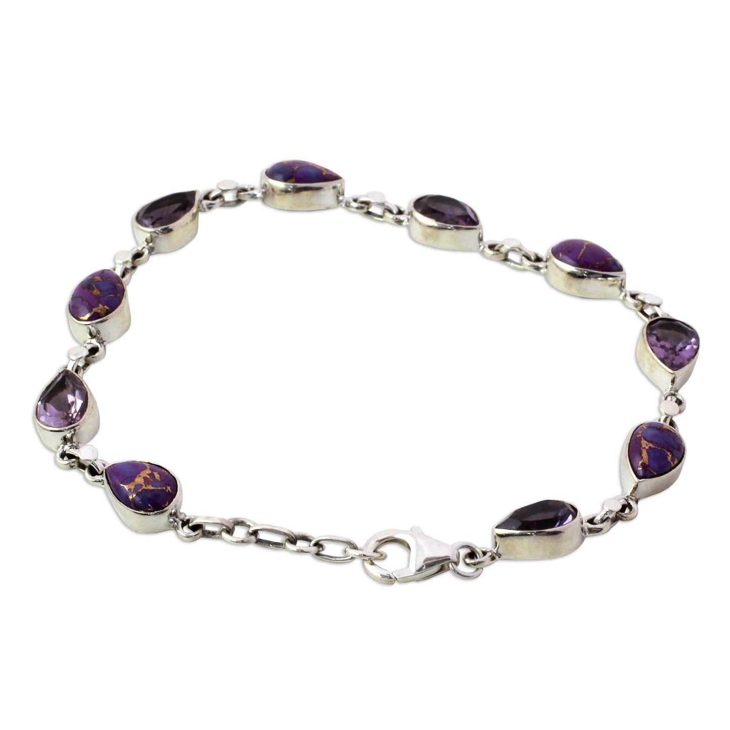 Tears of India Amethyst Composite Turquoise Link Bracelet from India