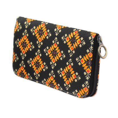 Spring Sunrise 100% Cotton Printed Wallet with Zipper from India