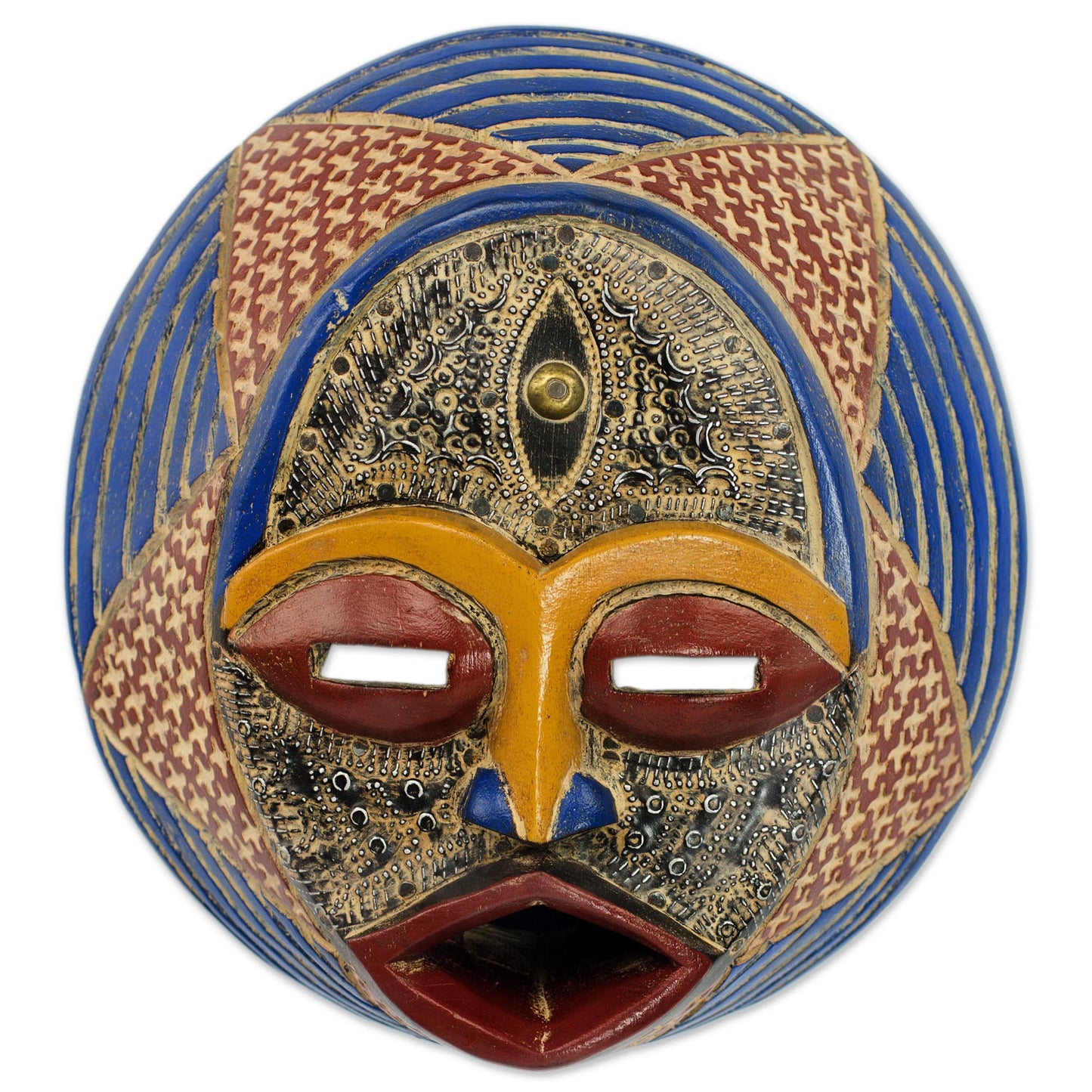 Kafuinam Ewe Culture African Wood Mask Handmade by Ghana Artisan