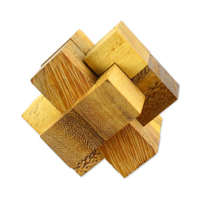 Wood Burr Hand Made Wood Puzzle Game 6 Pieces from Thailand