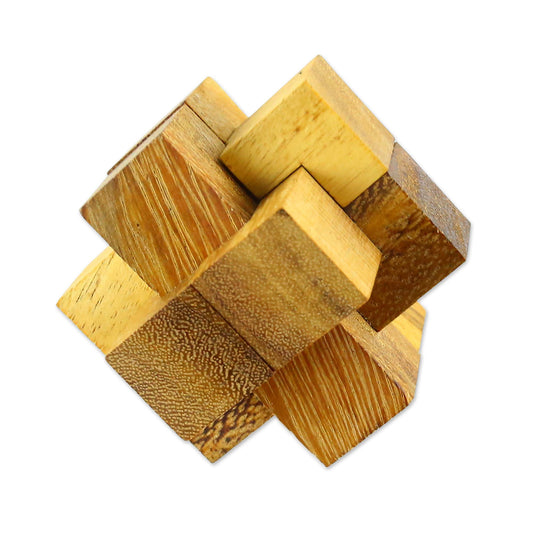 Wood Burr Hand Made Wood Puzzle Game 6 Pieces from Thailand