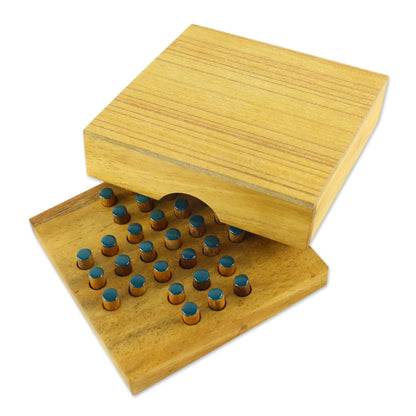 Elimination Hand Made Wood Peg Game Teal from Thailand