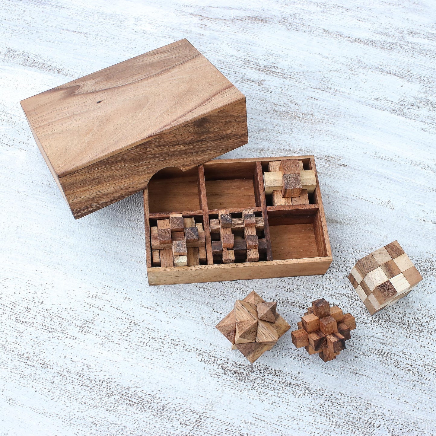 Set of Six Wood Puzzle Games