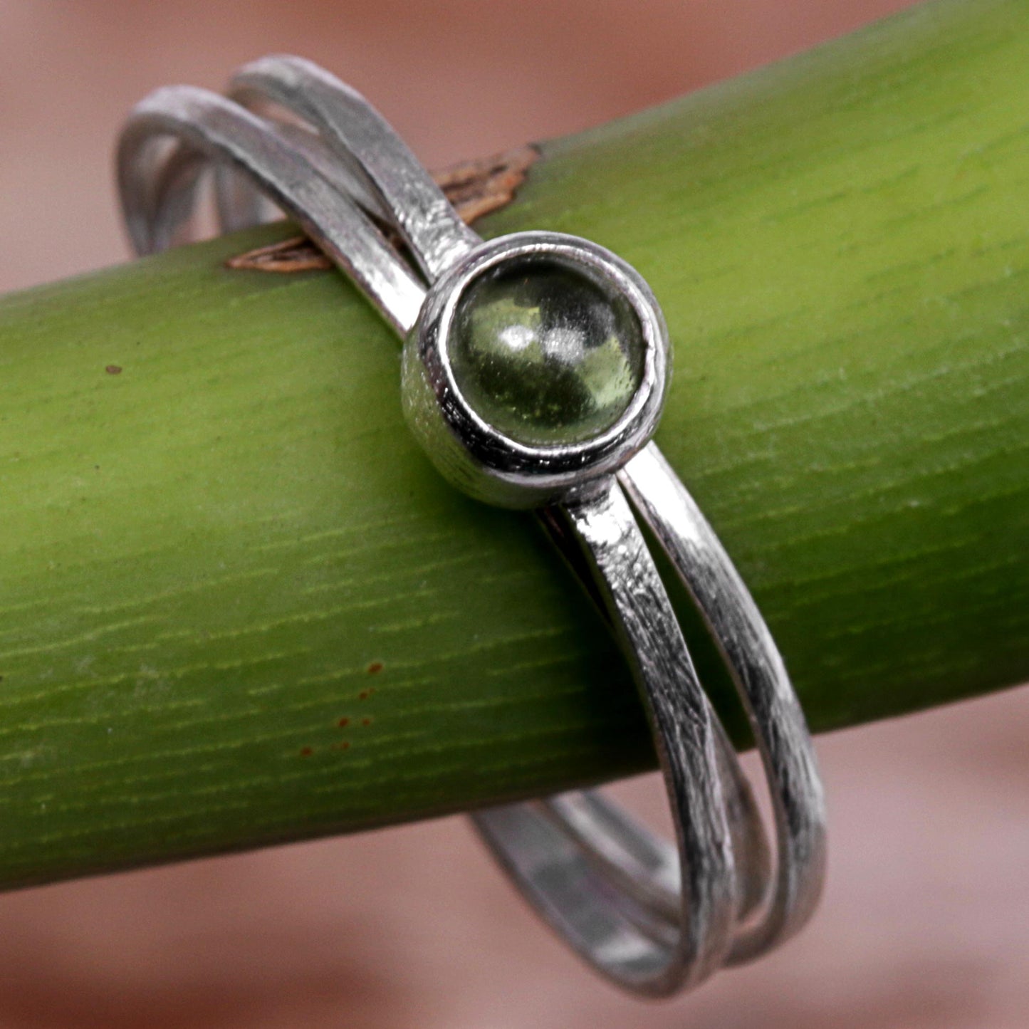 Magical Force in Light Green Hand Made Indonesian Peridot Sterling Silver Solitaire Ring