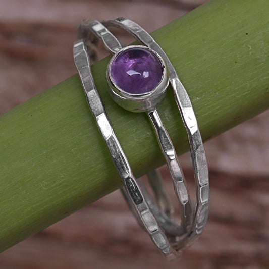 Magical Essence in Purple Amethyst and Sterling Silver Solitaire Ring from Indonesia