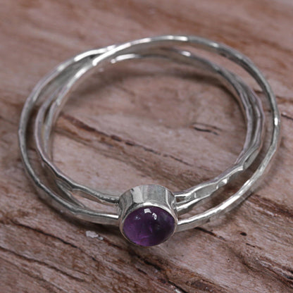 Magical Essence in Purple Amethyst and Sterling Silver Solitaire Ring from Indonesia