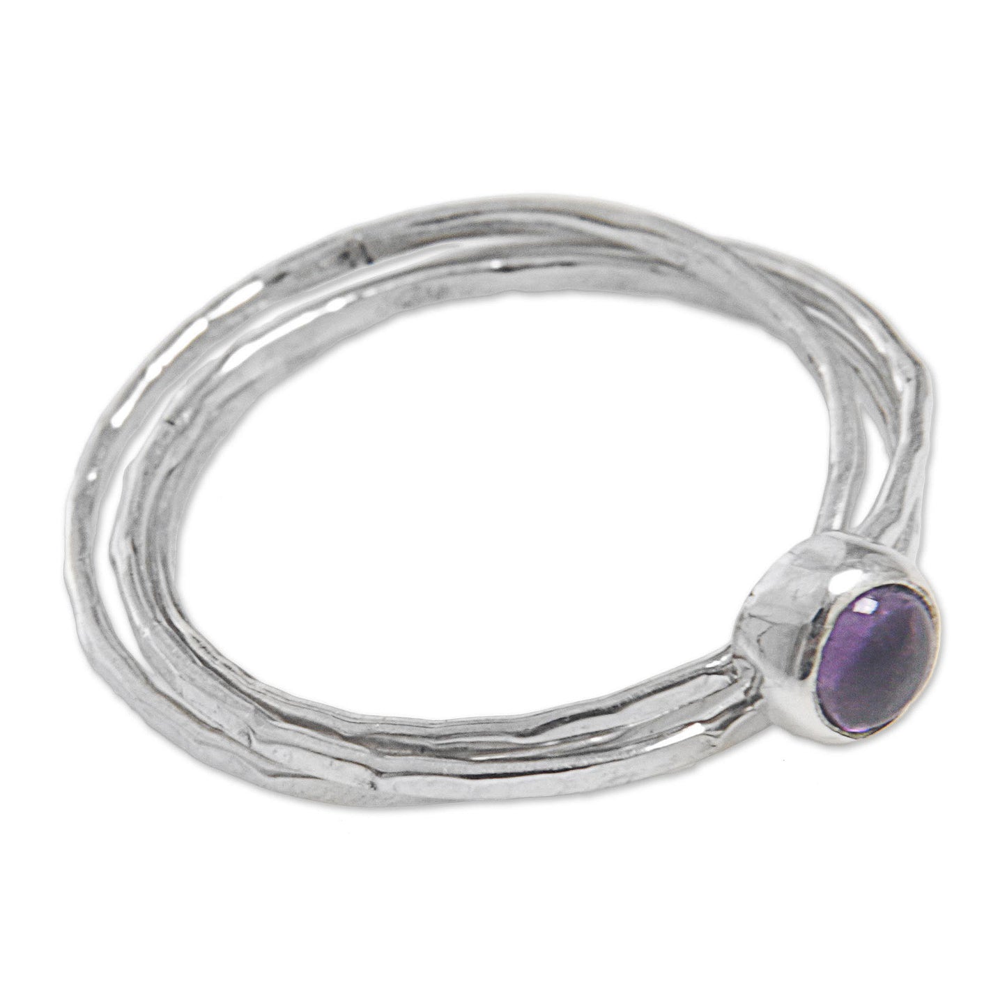 Magical Essence in Purple Amethyst and Sterling Silver Solitaire Ring from Indonesia