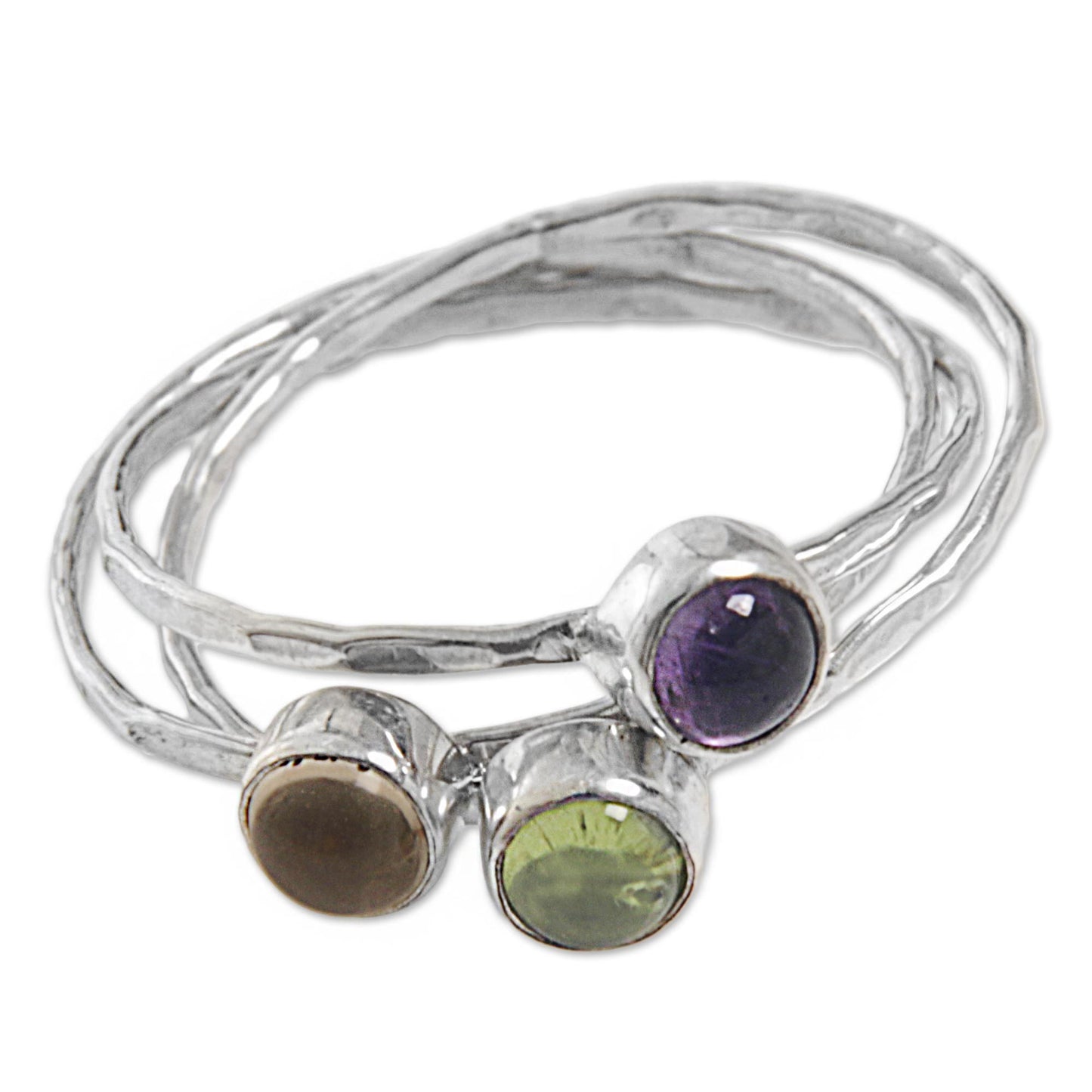 Magical Trio Amethyst Peridot and Citrine Multigemstone Ring