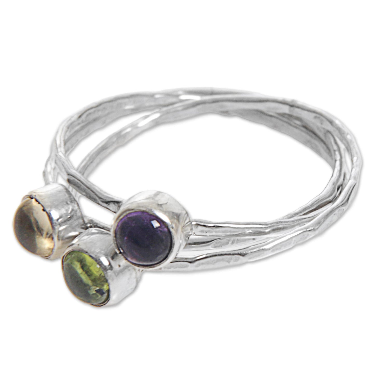 Magical Trio Amethyst Peridot and Citrine Multigemstone Ring