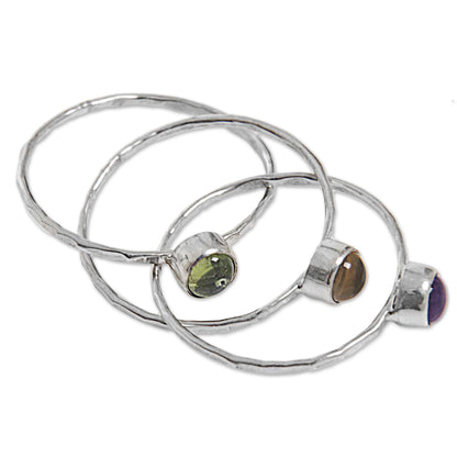 Magical Trio Amethyst Peridot and Citrine Multigemstone Ring