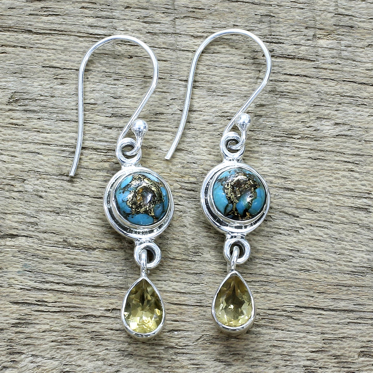 Sunny Droplets Two Carat Citrine Dangle Earrings from India