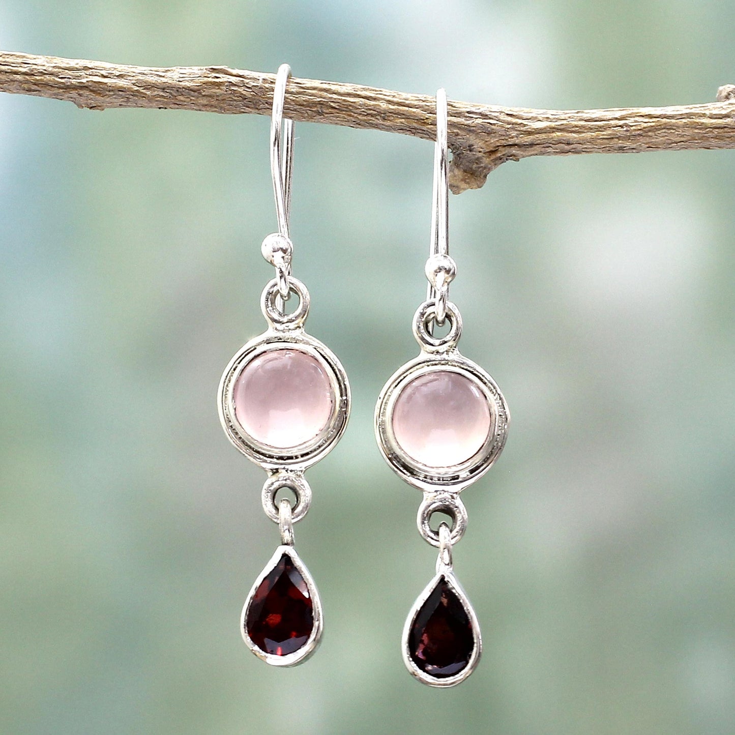 Crimson Chalcedony & Garnet Dangle Earrings