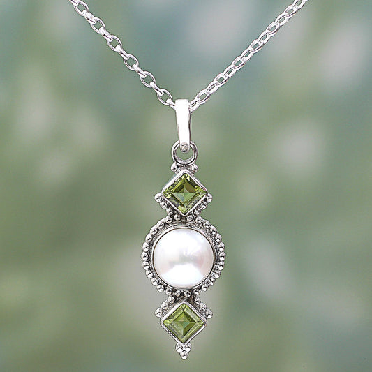 Green Rays Sterling Silver Pendant Necklace