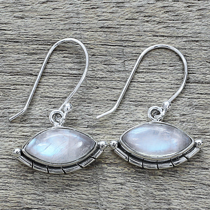 Protective Eyes Rainbow Moonstone Dangle Earrings