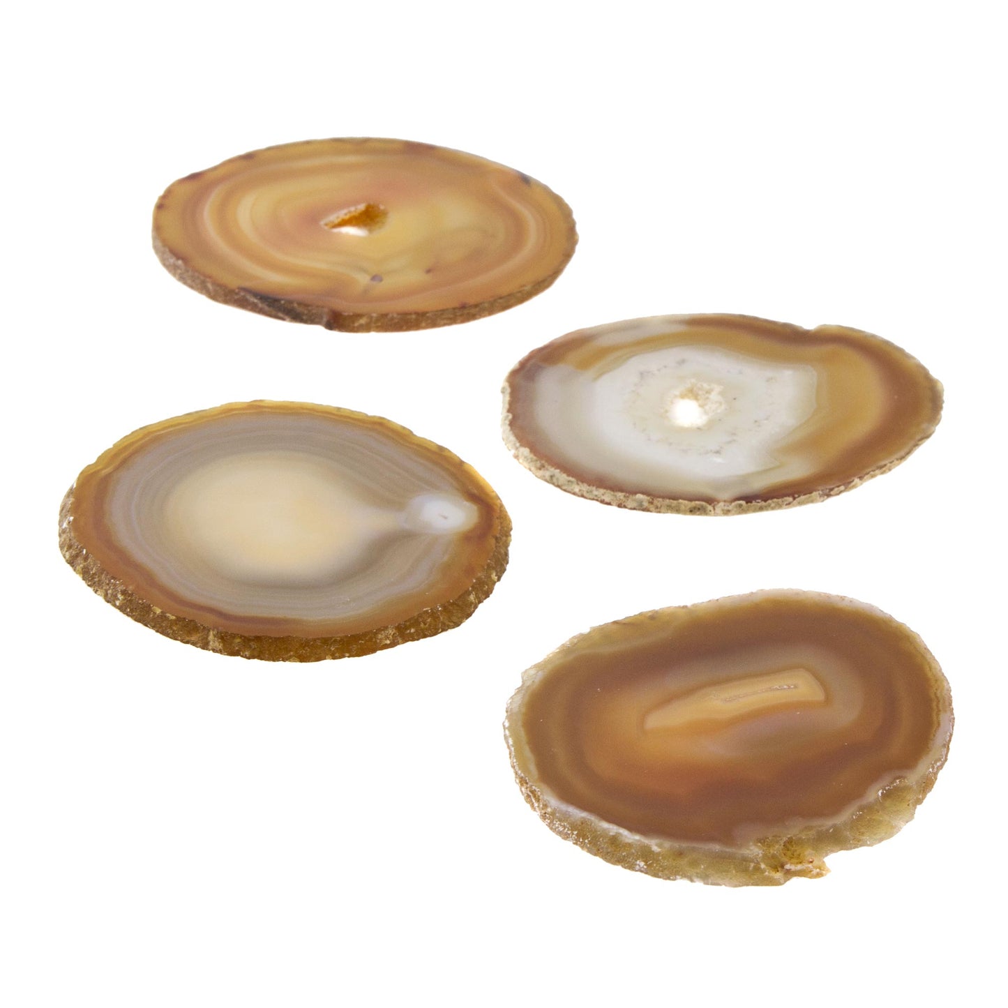 Caramel Crystals Natural Color Brown Agate Coasters (Set of 4) from Brazil