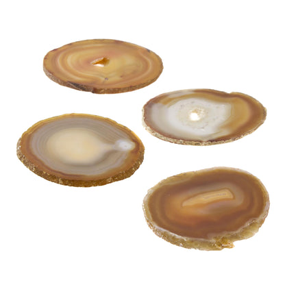 Caramel Crystals Natural Color Brown Agate Coasters (Set of 4) from Brazil