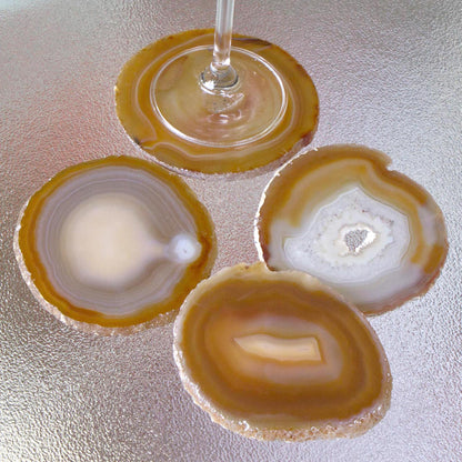 Caramel Crystals Natural Color Brown Agate Coasters (Set of 4) from Brazil