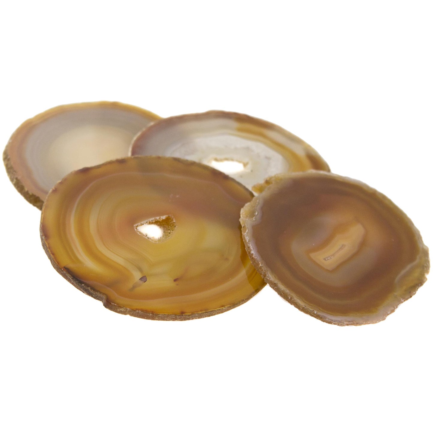 Caramel Crystals Natural Color Brown Agate Coasters (Set of 4) from Brazil