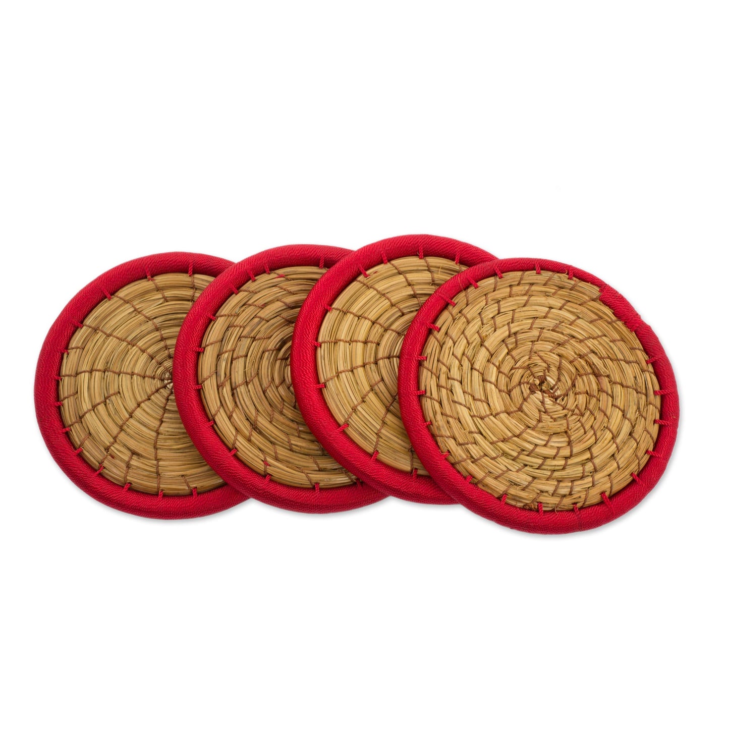 Latin Toast in Red Pine Needle Polyester Red Coasters (Set of 4) Guatemala