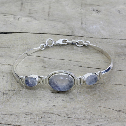 Icy Surface Rainbow Moonstone Pendant Bracelet