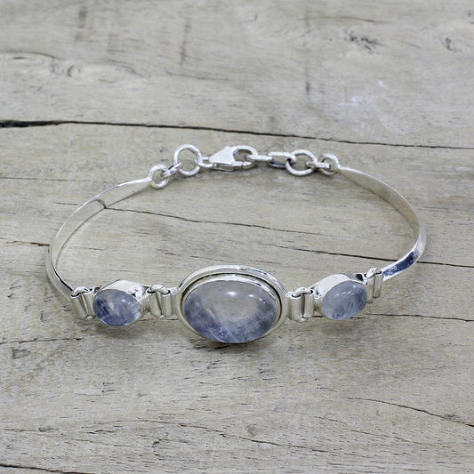 Icy Surface Rainbow Moonstone Pendant Bracelet