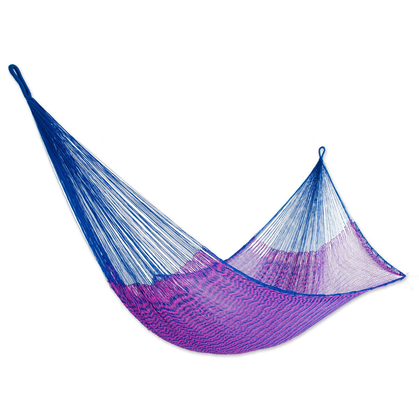 Iridescent Tropics Hand Woven Fuchsia and Royal Blue Hammock from Mexico