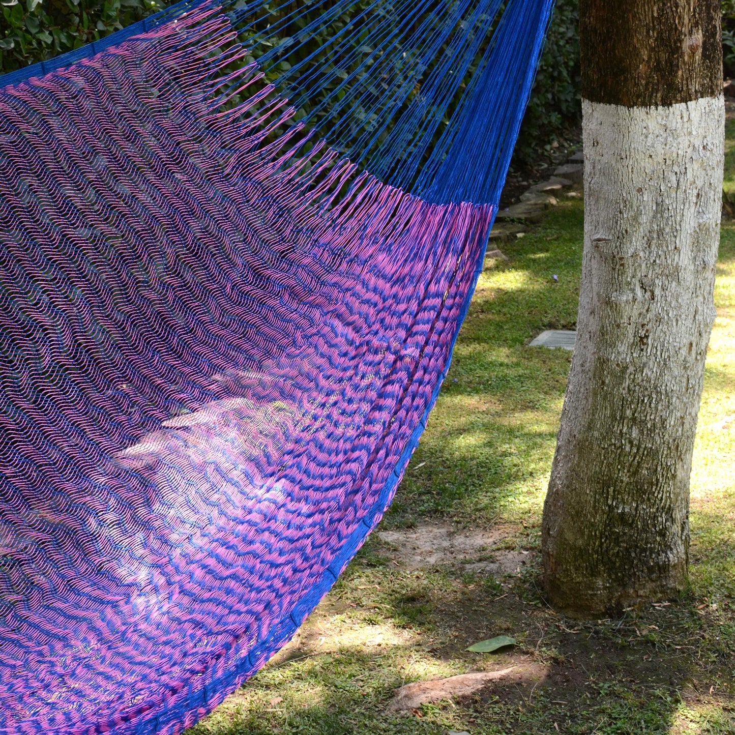 Iridescent Tropics Hand Woven Fuchsia and Royal Blue Hammock from Mexico