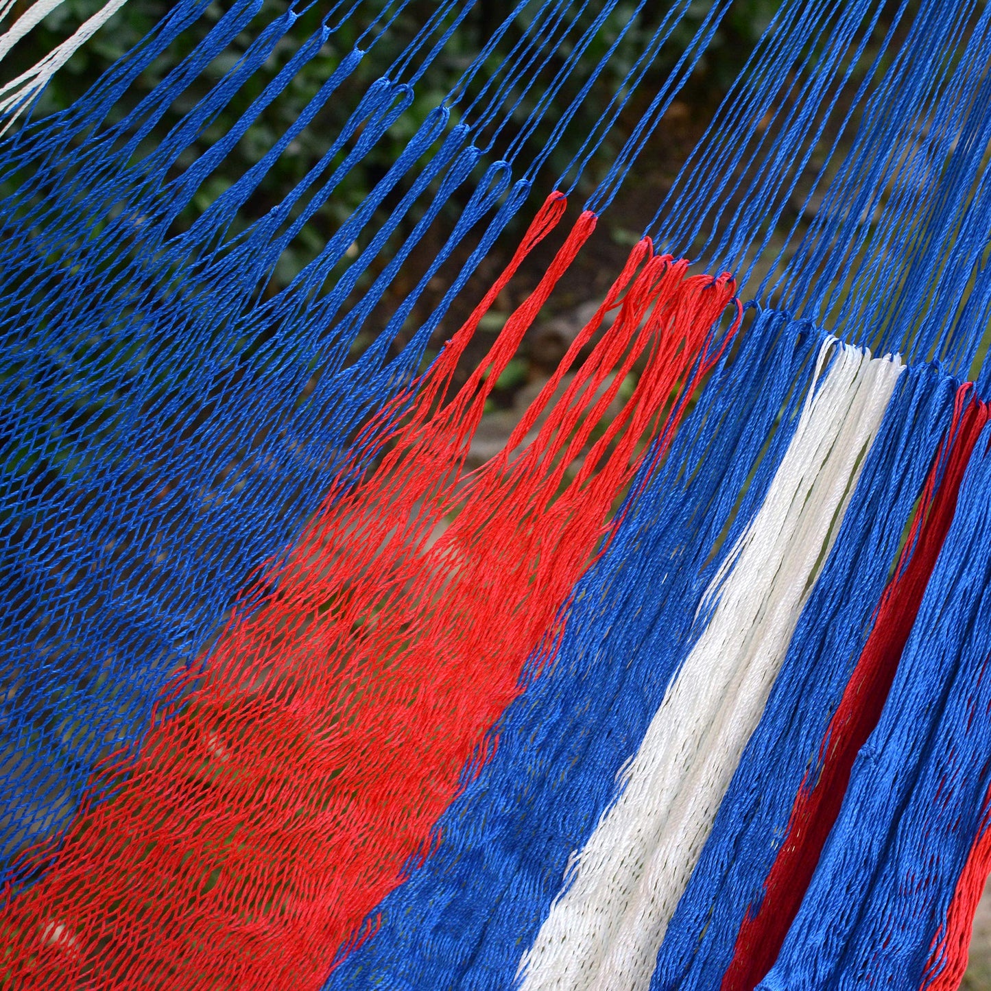 Patriotic Red White and Blue Hand Woven Nylon Maya Hammock (Double)