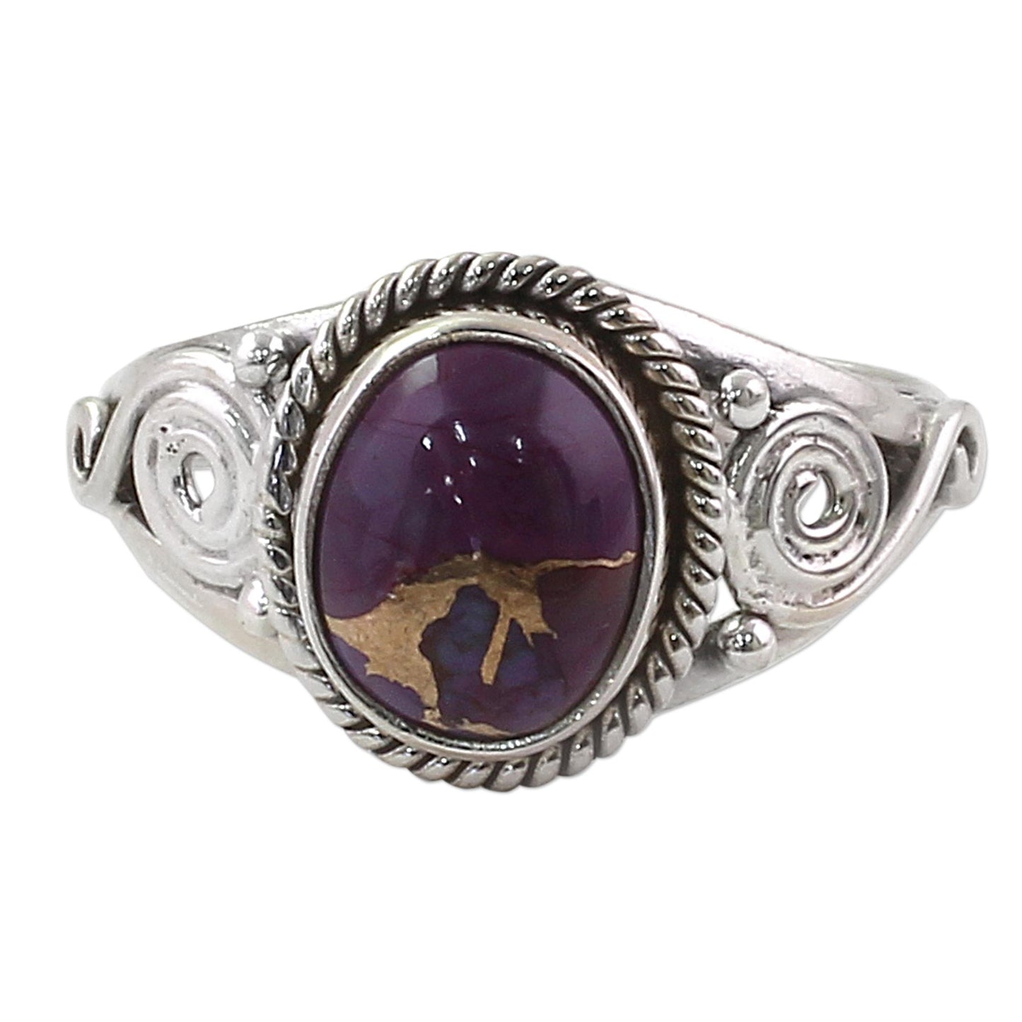 Purple Attunement Silver Purple Composite Turquoise Cocktail Ring India