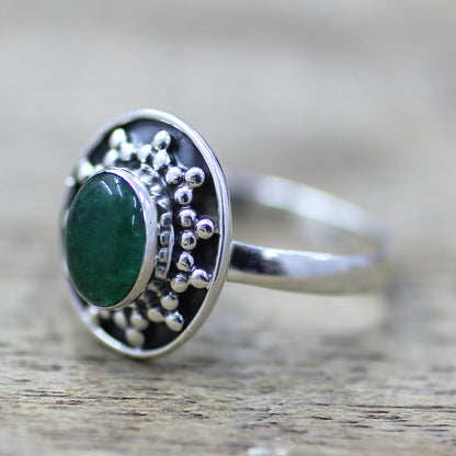 Misty Sun Sterling Silver Green Quartz Cocktail Ring from India