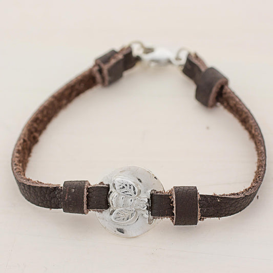 Good Luck Bumblebee Silver & Leather Bracelet