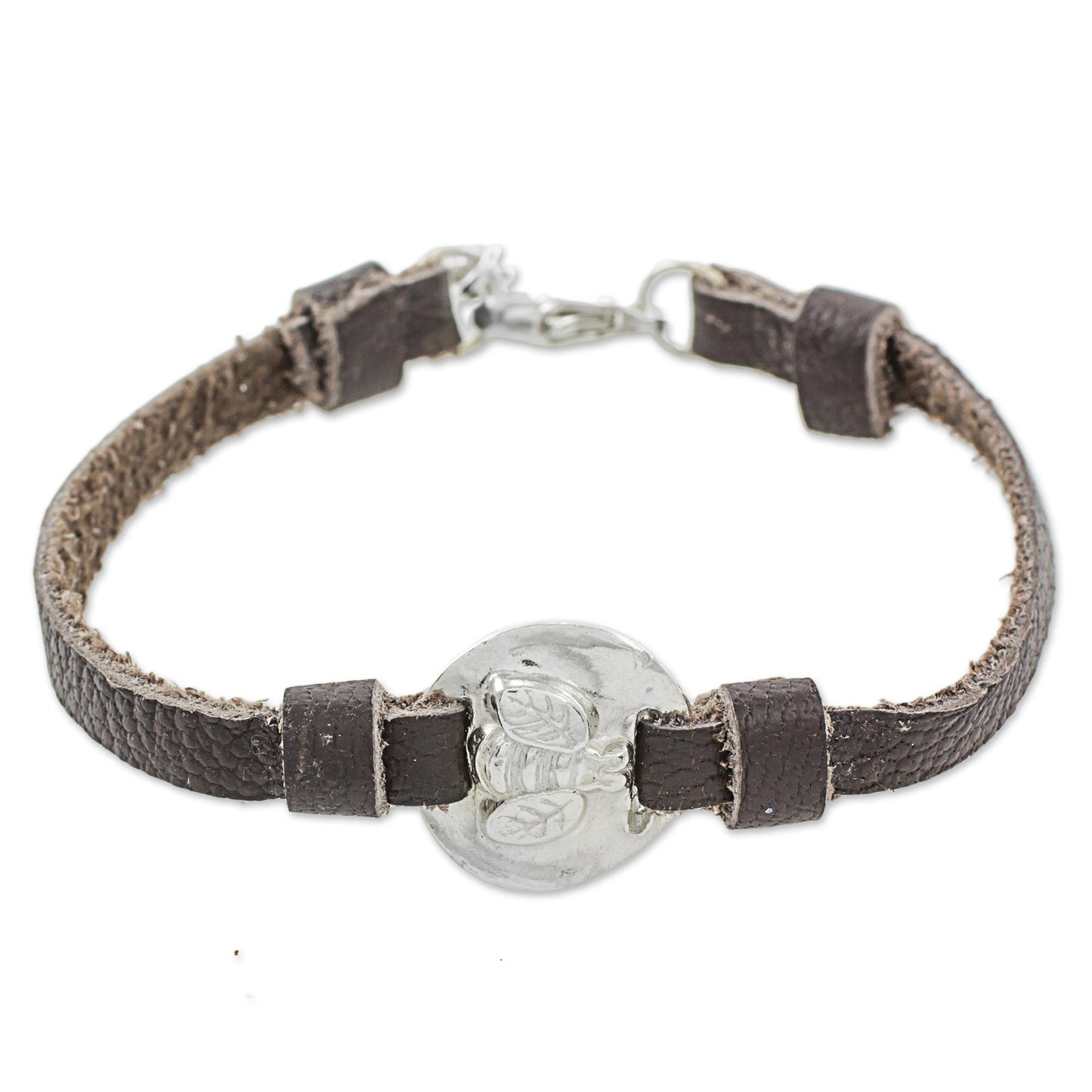 Good Luck Bumblebee Silver & Leather Bracelet