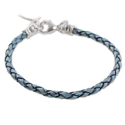Walk of Life in Blue Silver Leather Charm Bracelet