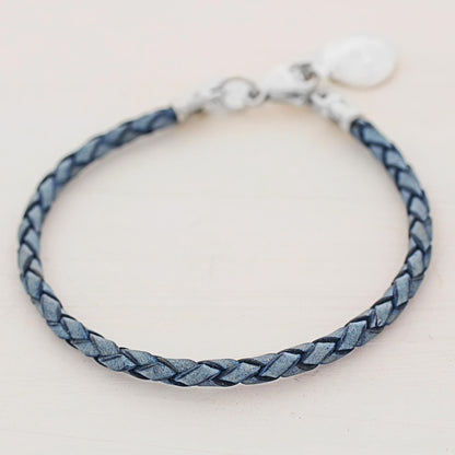 Walk of Life in Blue Silver Leather Charm Bracelet