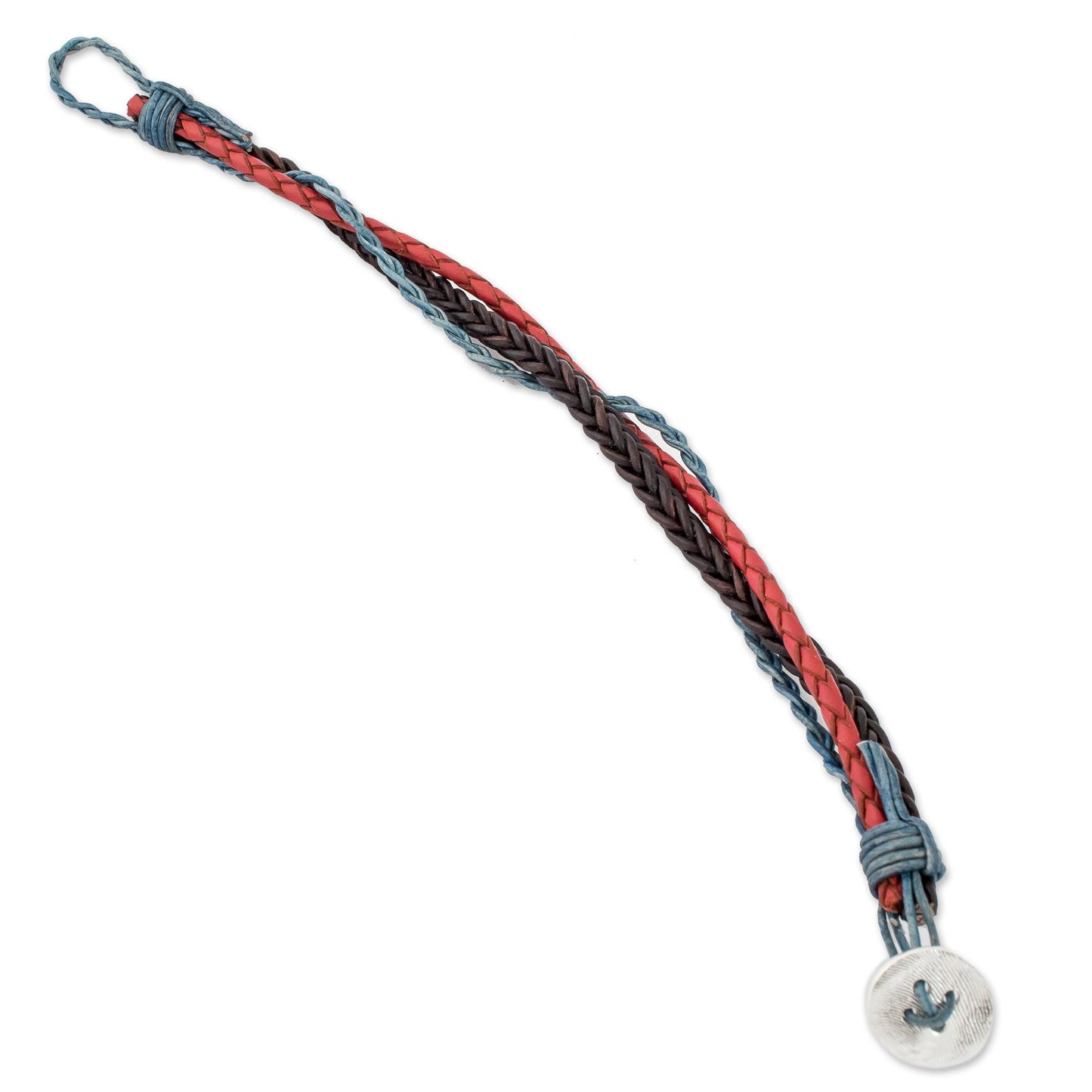Walks of Life Multicolored Guatemalan Leather Braided Wristband Bracelet