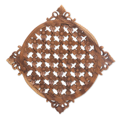 Wall of Beauty Hand Carved Floral Wood Wall Relief from Indonesia