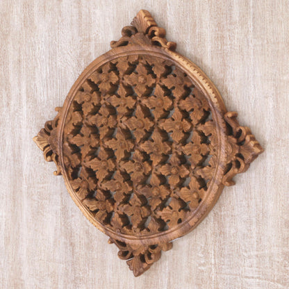 Wall of Beauty Hand Carved Floral Wood Wall Relief from Indonesia