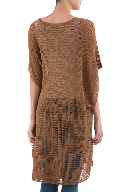 Copper Dreamcatcher Knit Copper Tunic with V Neck and Short Sleeves