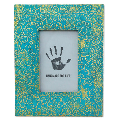 Tropical Blossom Gold & Teal Frame