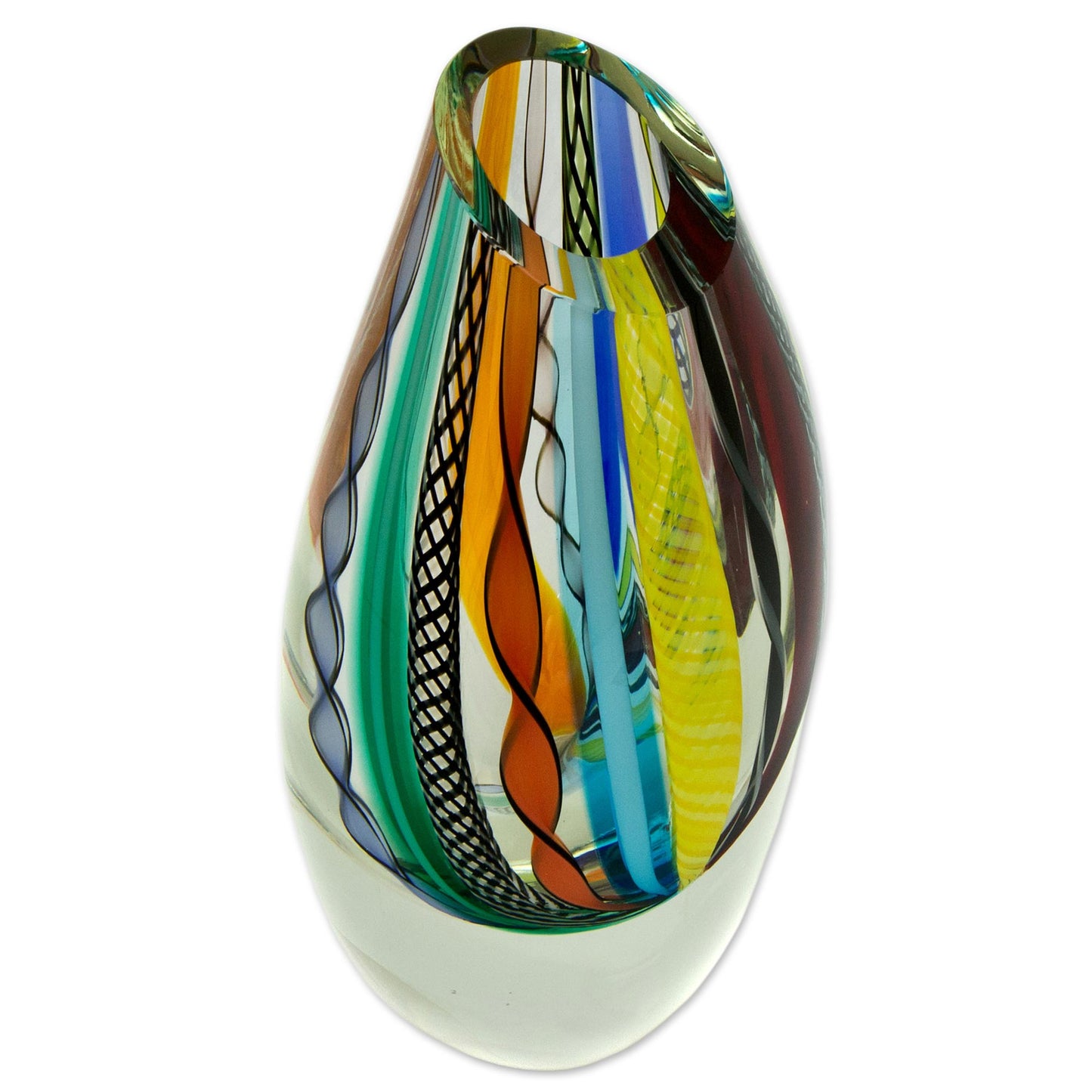 Carnival Color Fantasy Hand Blown Glass Vase