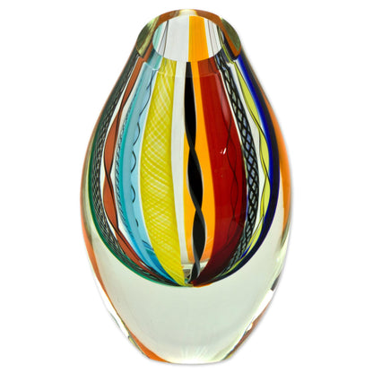 Carnival Color Fantasy Hand Blown Glass Vase