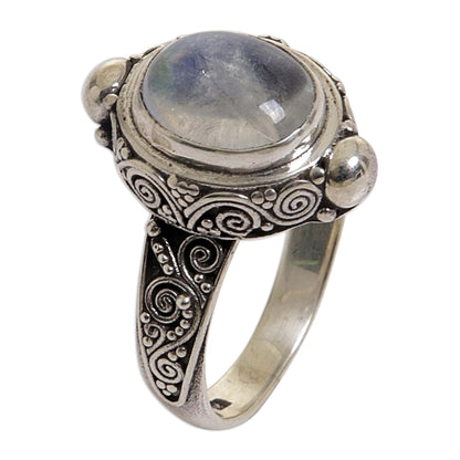 Magic Portal Sterling Silver Rainbow Moonstone Cocktail Ring Indonesia