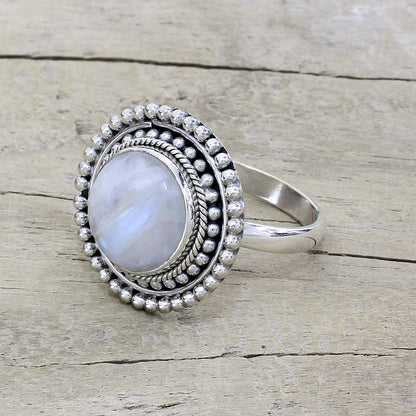 Rainbow Elegance Hand Made Rainbow Moonstone Cocktail Ring from India