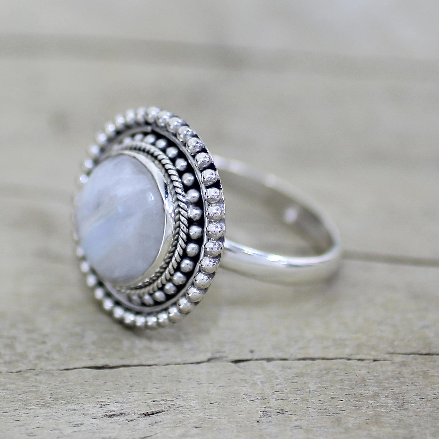 Rainbow Elegance Hand Made Rainbow Moonstone Cocktail Ring from India