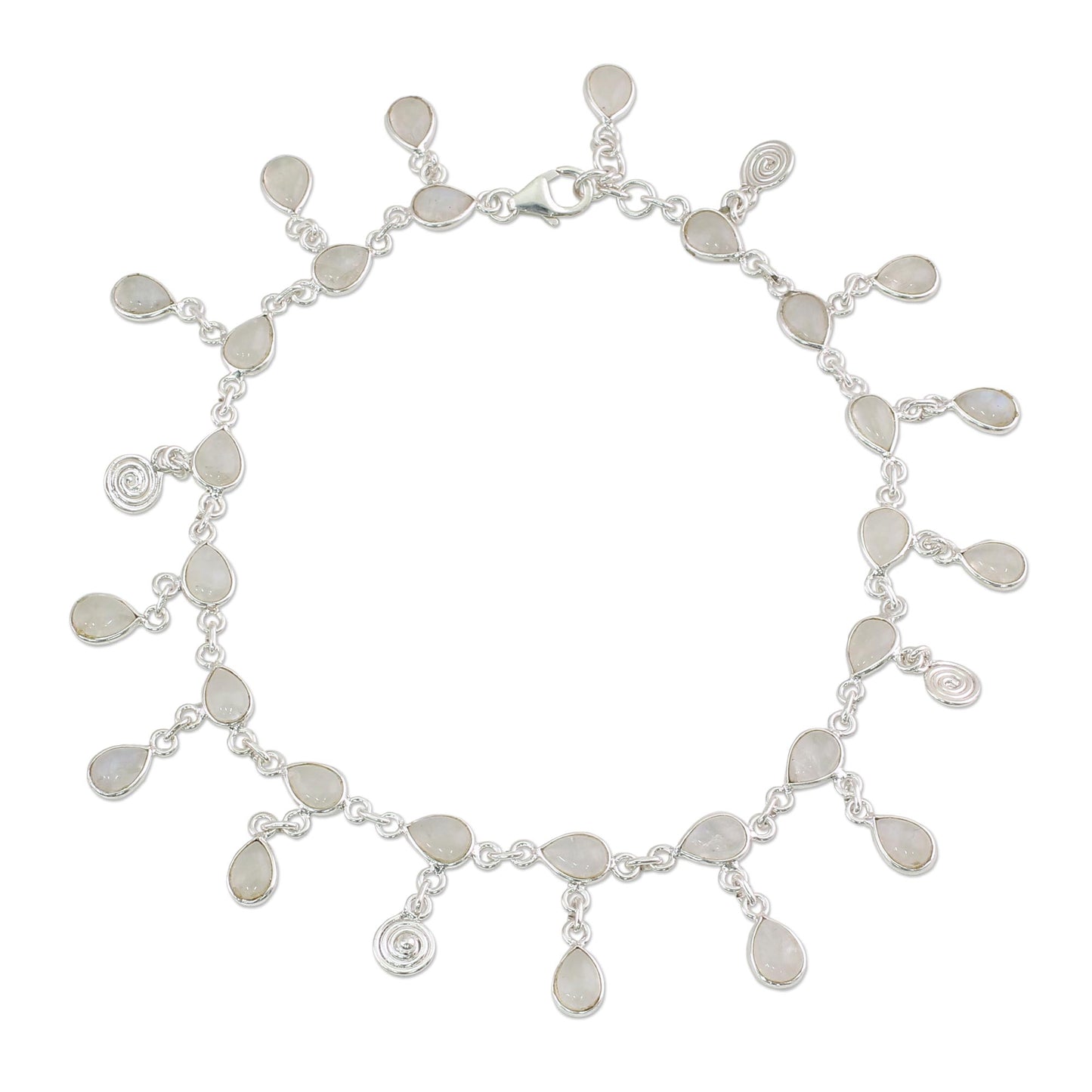 Starry Allure Rainbow Moonstone Charm Anklet