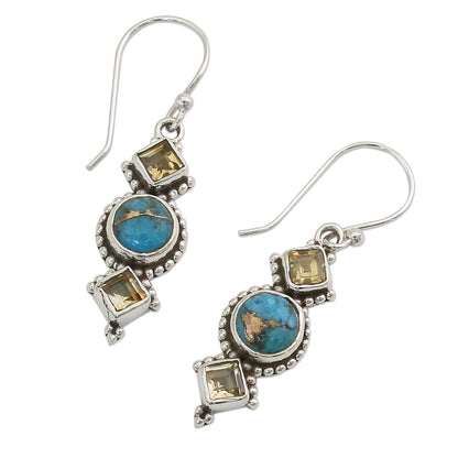 Seashore Radiance Citrine and Silver Dangle Earrings from India