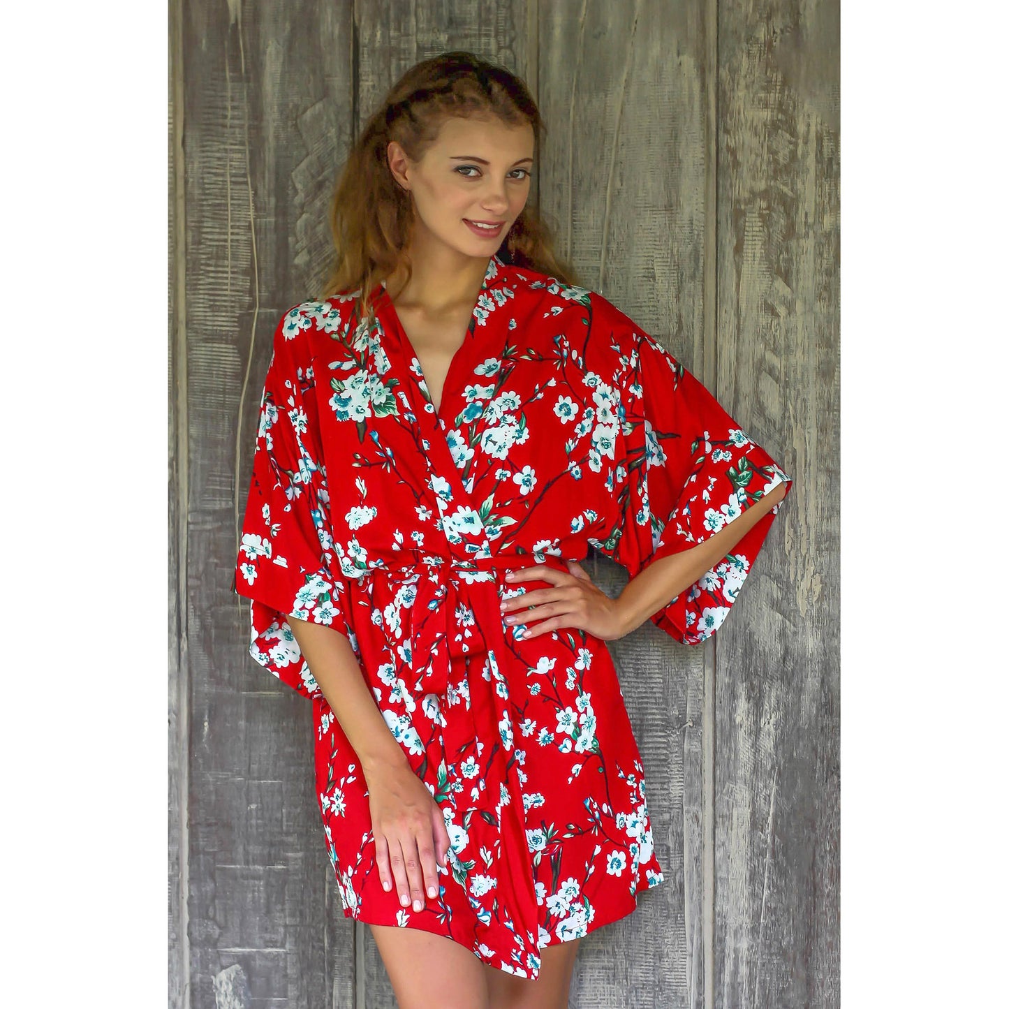 Holy Jasmine Red and White Floral Robe