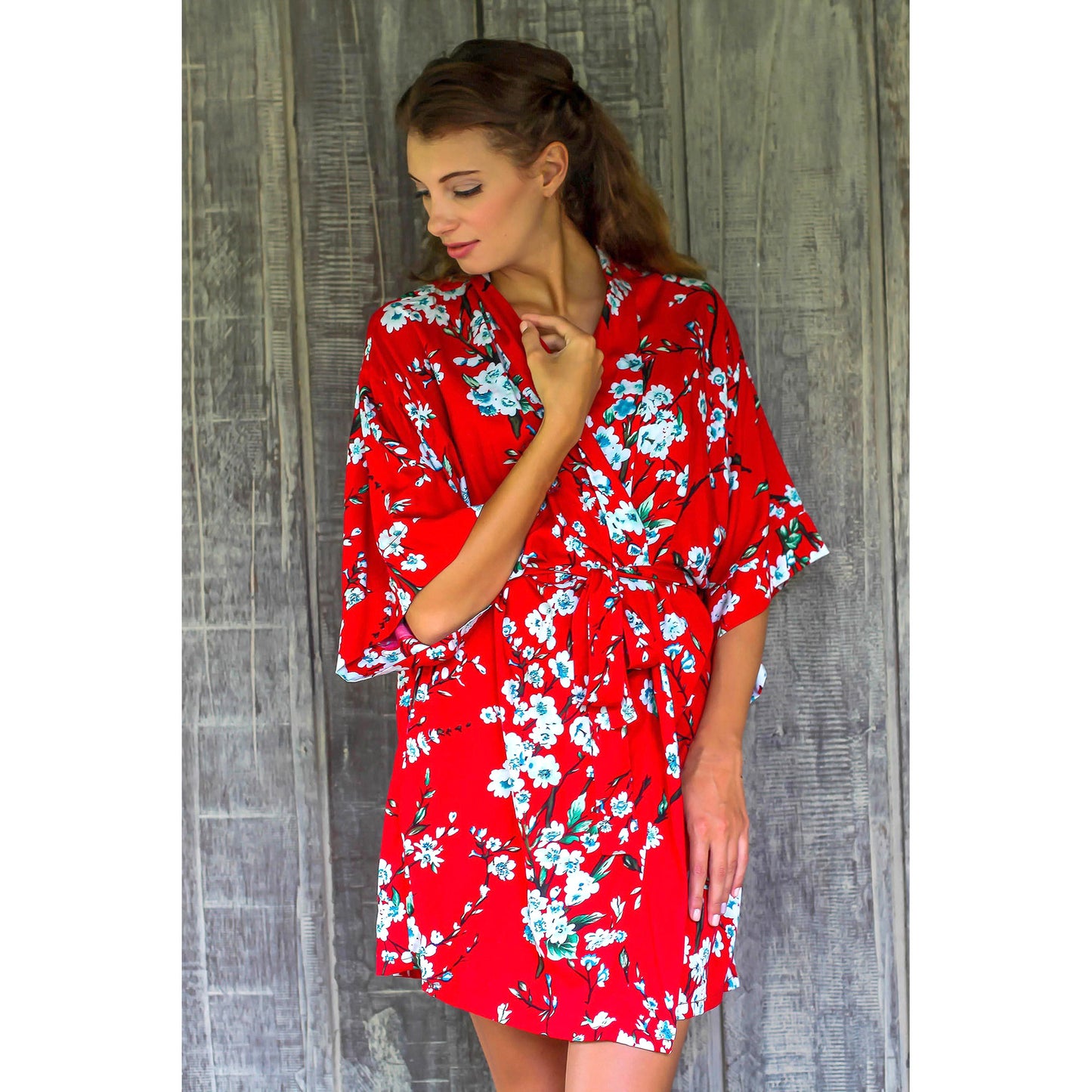 Holy Jasmine Red and White Floral Robe